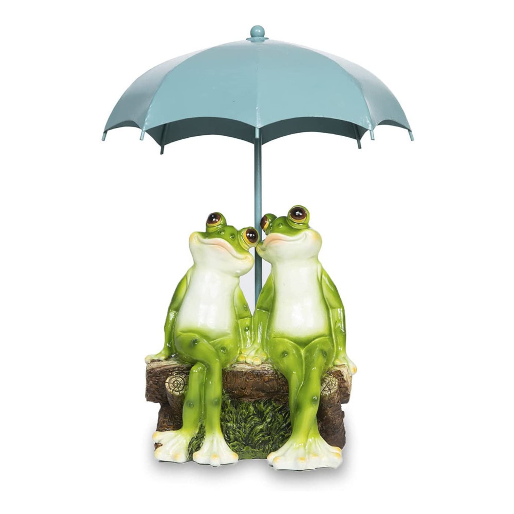 Oniya Miniature Resin Garden Statue Happy Couple Frogs on Bench Figurines For Patio Yard Lawn Porch Summer Home Decor