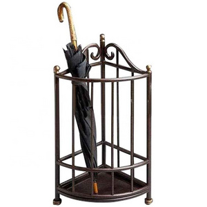 Oniya Vintage Iron Entryway Umbrella Holder Corner Umbrella Stand With Drip Tray