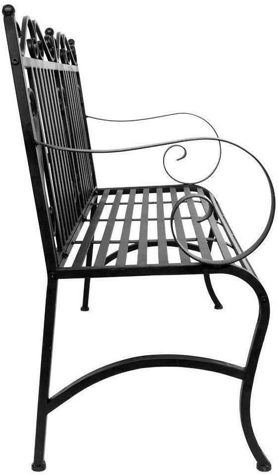 Oniya Deck Backyard Porch Yard Seat Black Metal Park Bench Outdoor Patio Garden Furniture