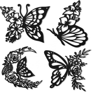 Oniya Black Metal Wall Art Home Decor Butterfly Wall Decor Wholesale Home Decor for Garden Living Room