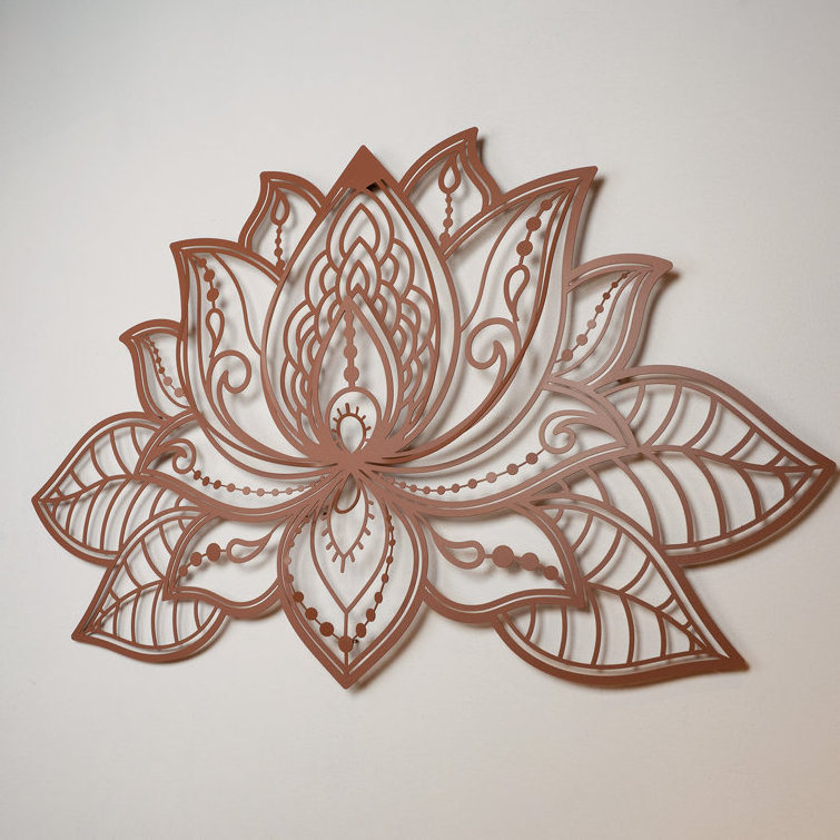 Oniya Metal White Gold Brown Black Modern Home Decor 3d Lotus Mandala Metal Wall Art Hanging