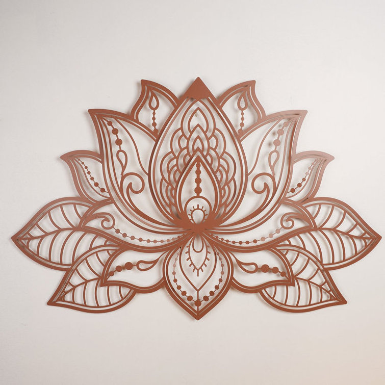 Oniya Metal White Gold Brown Black Modern Home Decor 3d Lotus Mandala Metal Wall Art Hanging