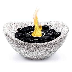 Oniya Pool Patio Small Concrete Fireplace for Balcon Alcohol Concrete Tabletop Fire Pit Bowl