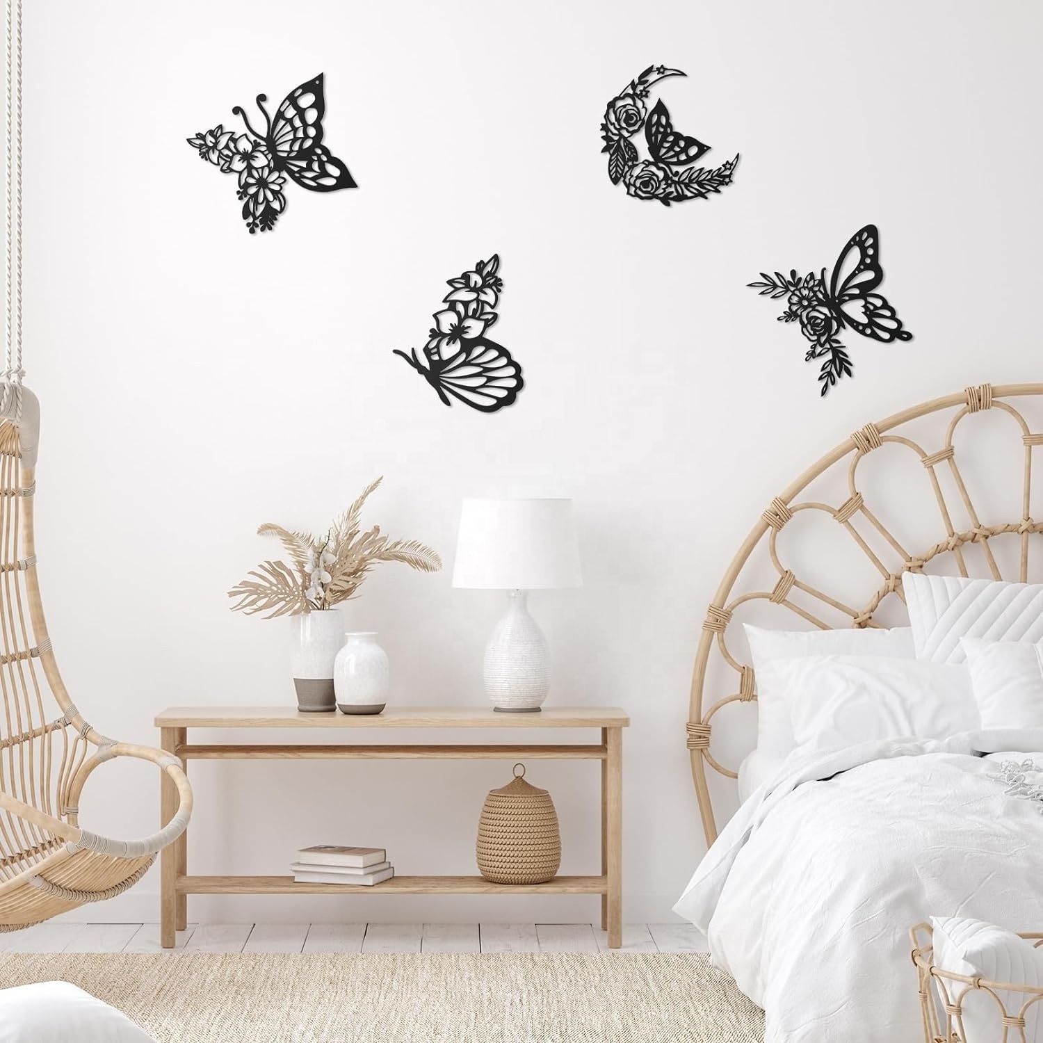 Oniya Black Metal Wall Art Home Decor Butterfly Wall Decor Wholesale Home Decor for Garden Living Room