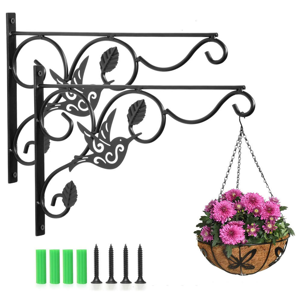 Oniya Iron Plant Hanger for Bird Feeders Hanging Plants Bracket 2 Pack 12 inch Wall Planter Hook