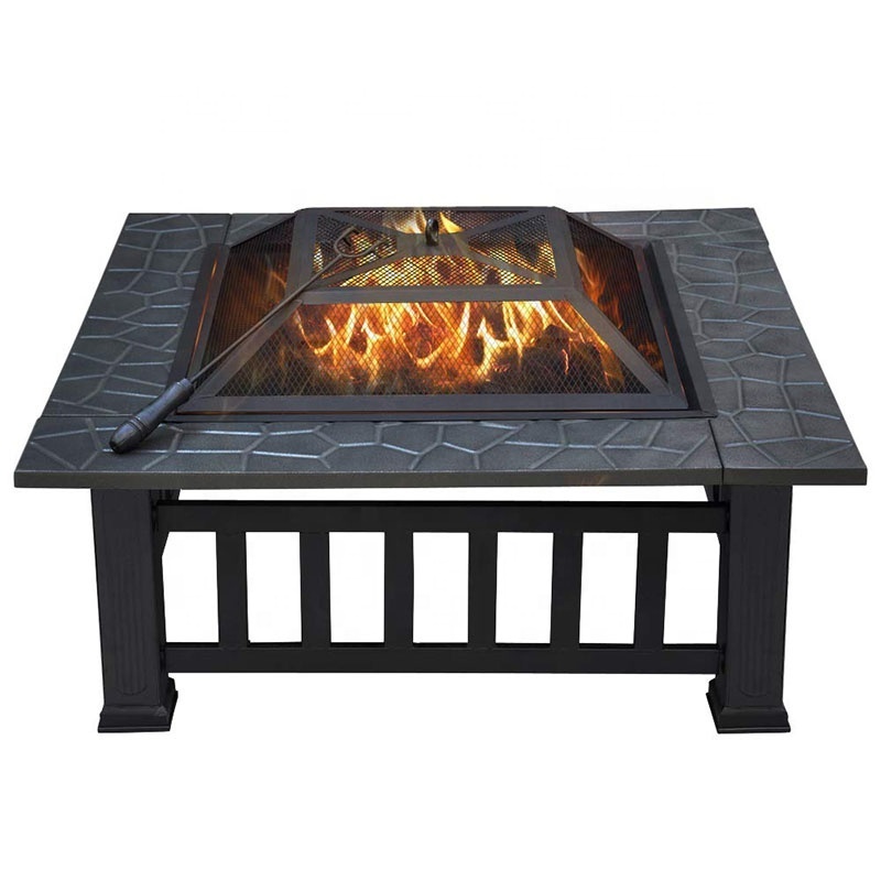 Oniya Outdoor Fire Pit Garden Brazier Square Table Stove Fire Pits Grill