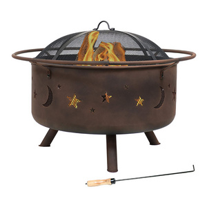 Oniya 30 Inch Round Patio & Backyard Bonfire Wood Burning Fire Pit for Outdoor with Fireplace Poker