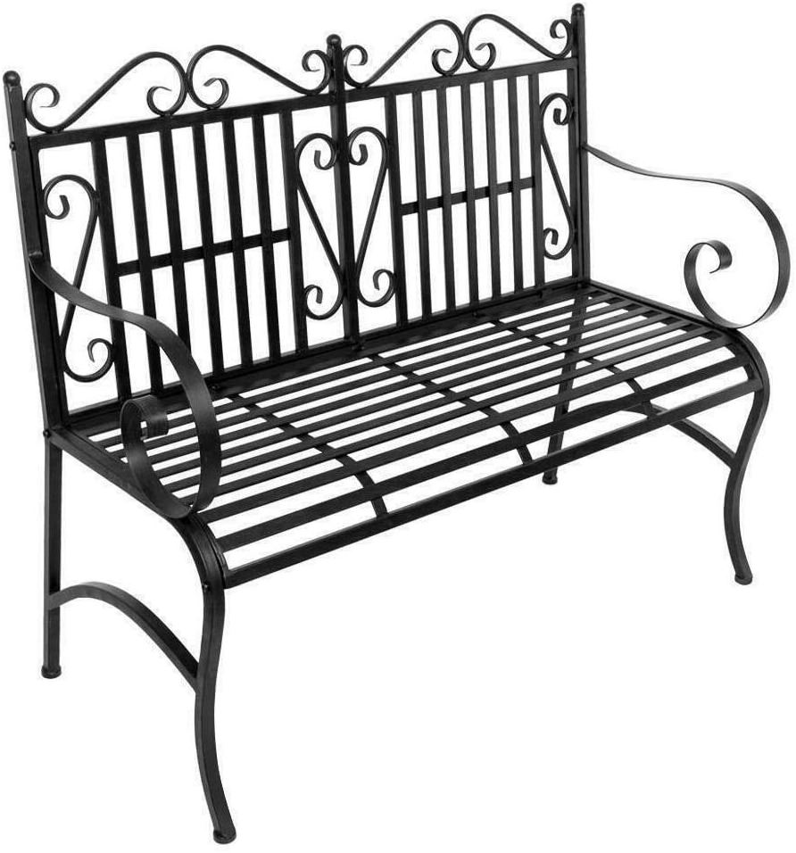 Oniya Deck Backyard Porch Yard Seat Black Metal Park Bench Outdoor Patio Garden Furniture