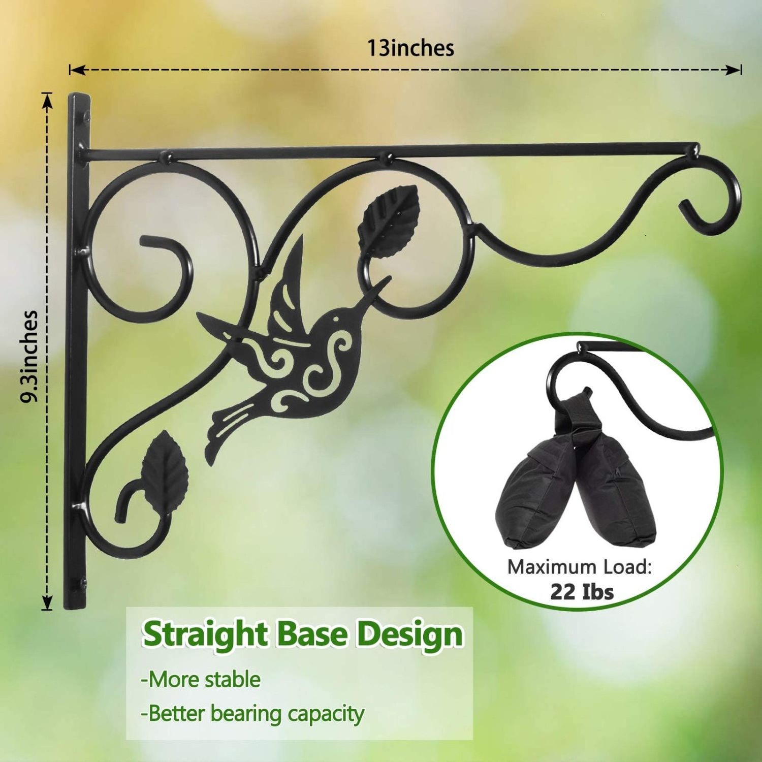 Oniya Iron Plant Hanger for Bird Feeders Hanging Plants Bracket 2 Pack 12 inch Wall Planter Hook