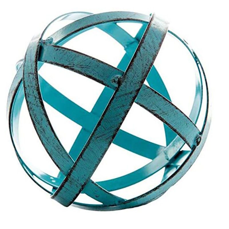 Oniya Retro Home Decor Stand Blue Red Metal Band Decorative Sphere