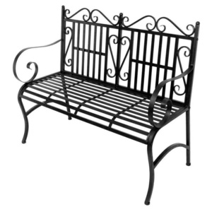 Oniya Deck Backyard Porch Yard Seat Black Metal Park Bench Outdoor Patio Garden Furniture