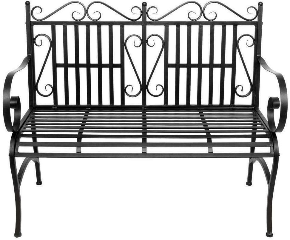 Oniya Deck Backyard Porch Yard Seat Black Metal Park Bench Outdoor Patio Garden Furniture