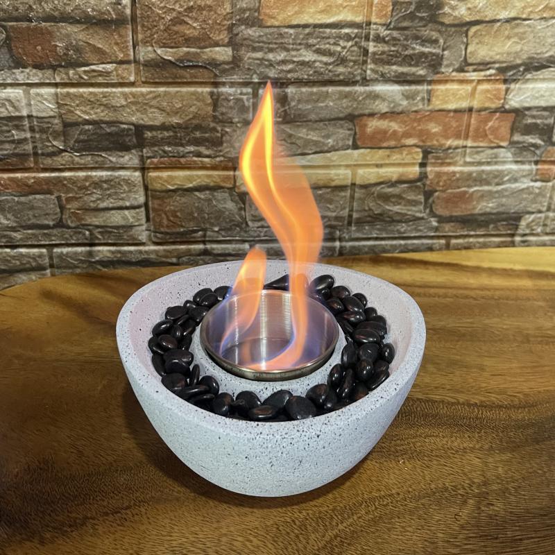 Oniya Pool Patio Small Concrete Fireplace for Balcon Alcohol Concrete Tabletop Fire Pit Bowl