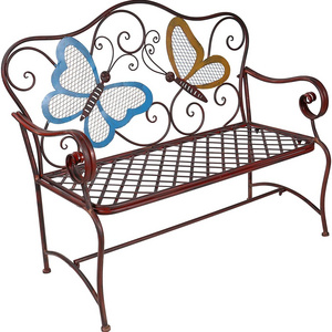 Oniya Weather-resistant Iron Vintage Bronze Outdoor Garden Butterfly Bench for Christmas Yard Decoration