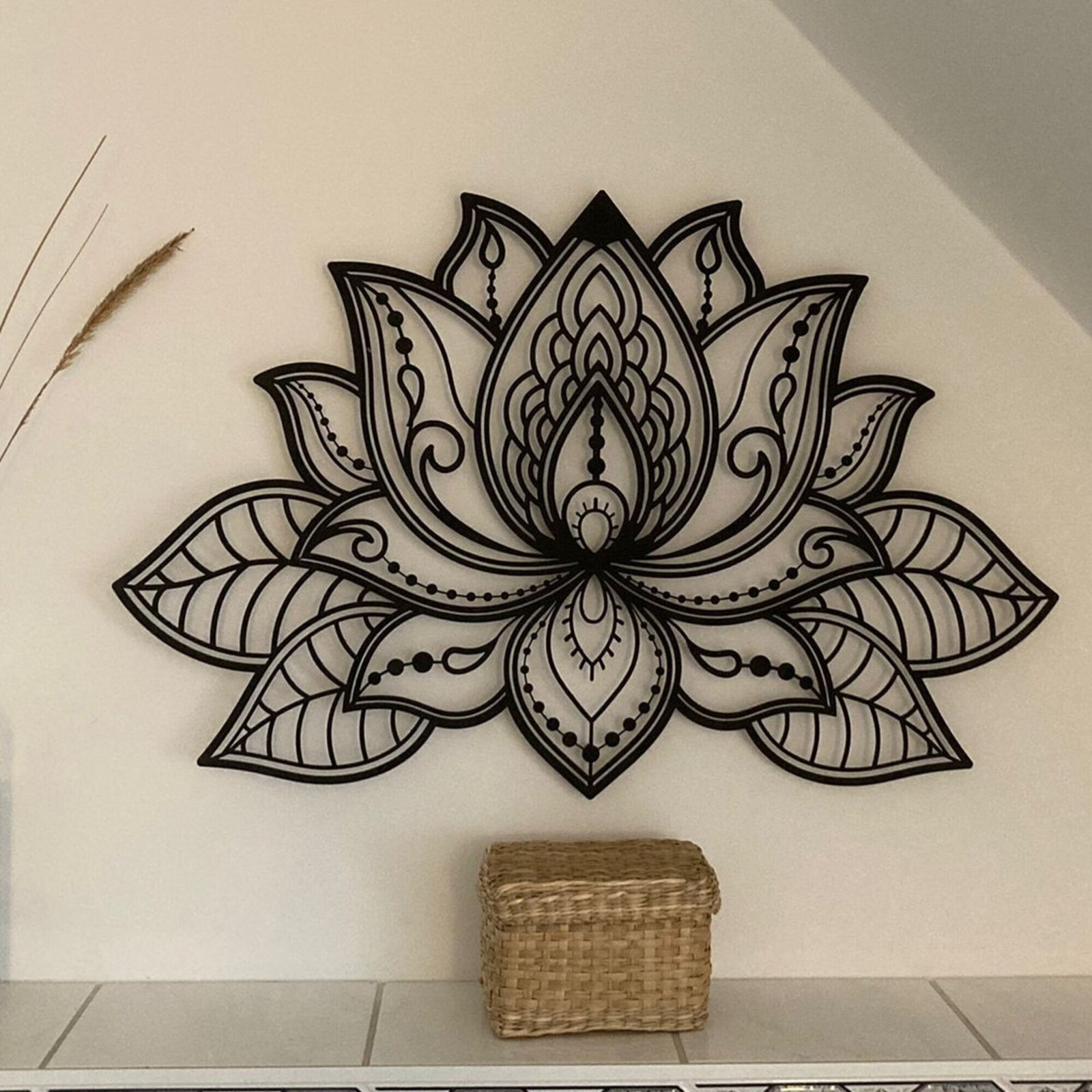 Oniya Metal White Gold Brown Black Modern Home Decor 3d Lotus Mandala Metal Wall Art Hanging