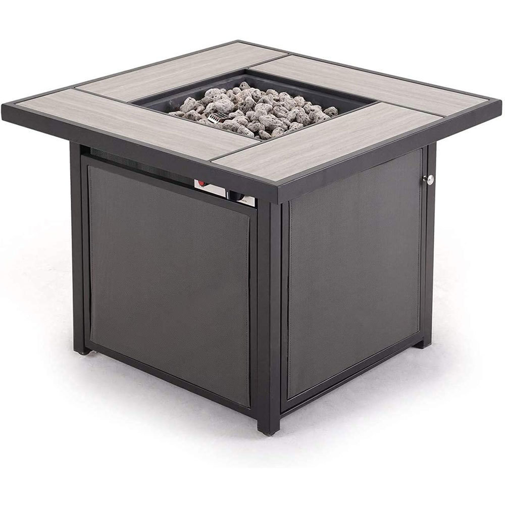 Oniya Metal Fire Pits Fireplace Patio Camping Square Outdoor Gas Table Fire Pit with Ceramic Tile