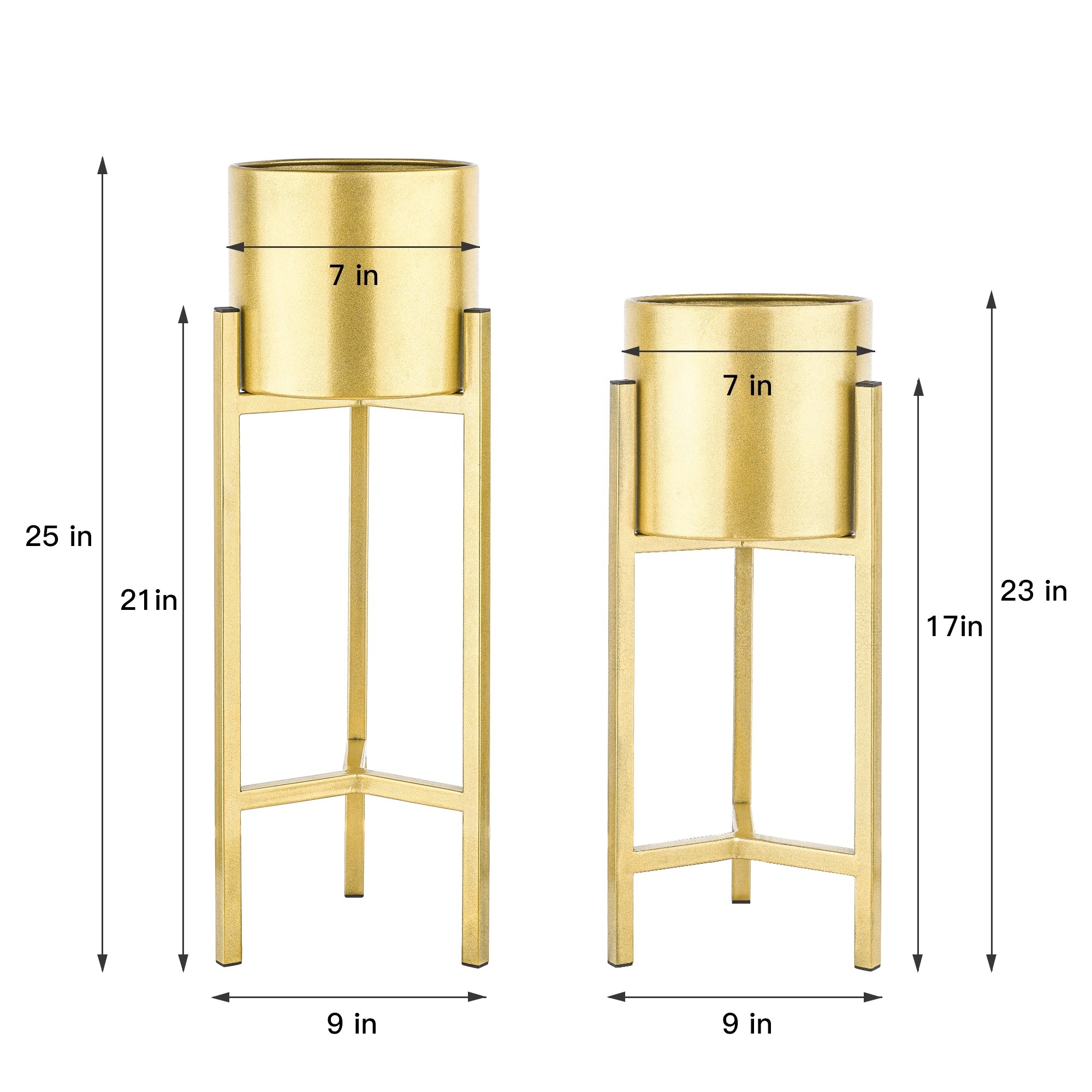 Oniya in Stock 2 pack Indoor  Outdoor Gold Metal Planter  Stand with Pot