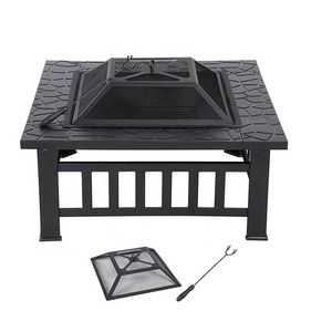 Oniya Outdoor Fire Pit Garden Brazier Square Table Stove Fire Pits Grill