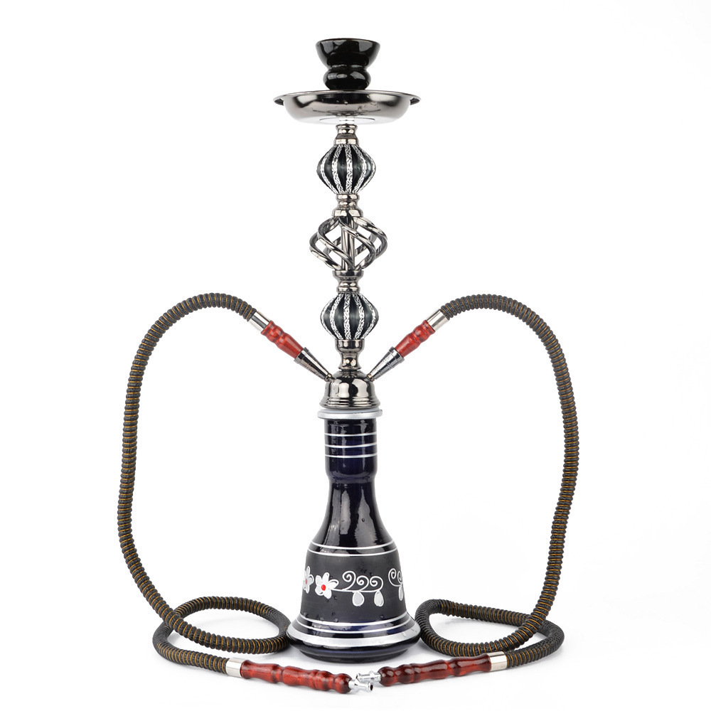 Shisha Turkish 2 Hoses 54CM Big Hookah Set Popular Double Tube Glass Vase Ceramic Bowl Shesha Hookah With Hookah Accessories