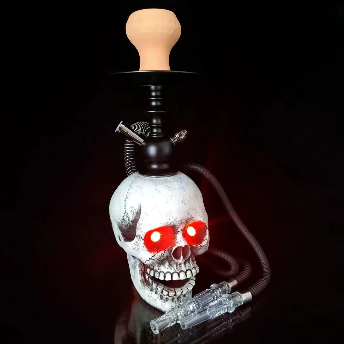 Nice Smoke Skull Hookah With Led light Factory resin single hose shisha bone skeleton-head hookah skull shisha