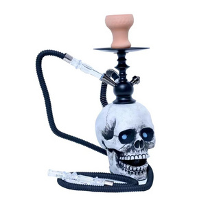 Nice Smoke Skull Hookah With Led light Factory resin single hose shisha bone skeleton-head hookah skull shisha