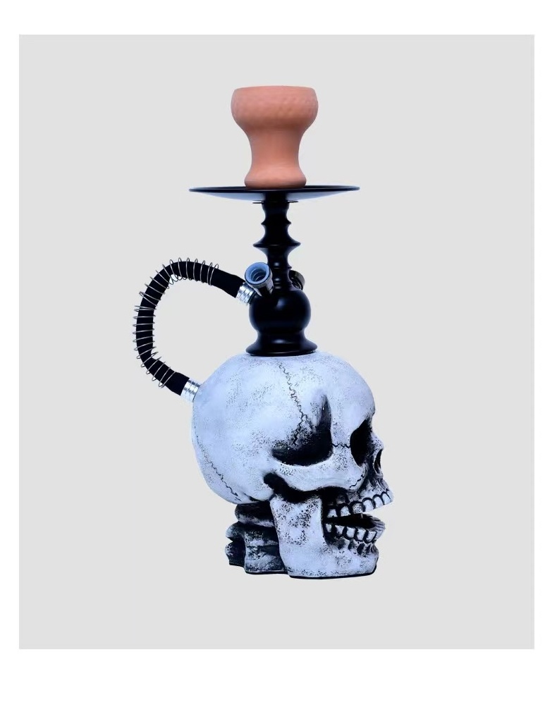 Nice Smoke Skull Hookah With Led light Factory resin single hose shisha bone skeleton-head hookah skull shisha