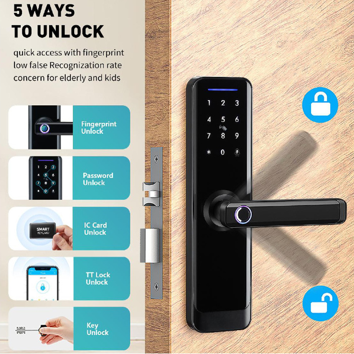 Intelligent Fingerprint Locks Finger Touch Screen Electronic Handle Home Locker Apartment Smart Door TT Lock