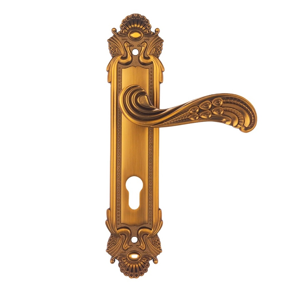 ONLEE  Zinc Alloy Antique Classic Door Lever Handle On Plate Brass Door Handle Lock