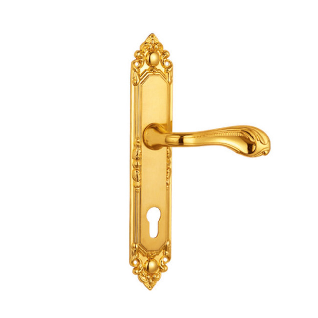 Zinc Alloy Exterior Door Pull Handles Locks Gold Household Antique Bedroom Door Handle