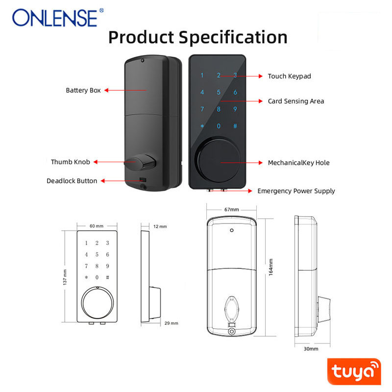 ONLENSE Latest high home security high quality electronic door lock smart lock with WIFI