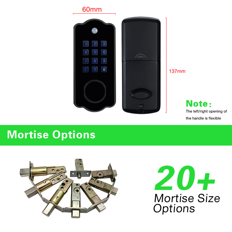 Automatic Smart Deadbolt Door Lock Biometric Fingerprint Security Smart Lock for Wooden Door Black Wood Door Cloud CE FCC ROHS