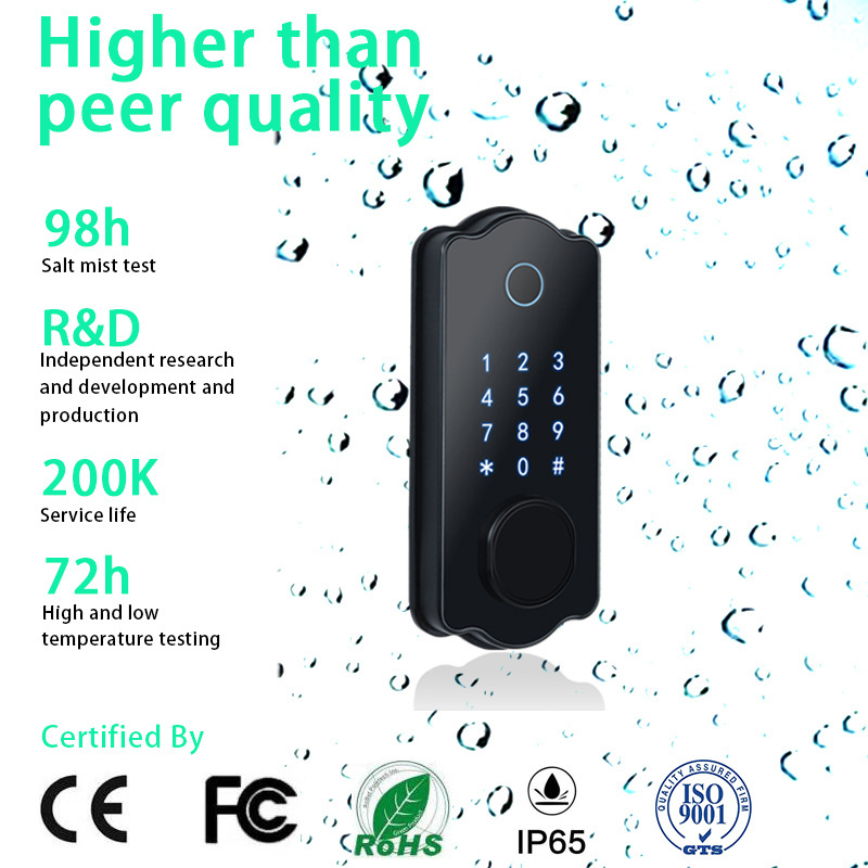 ONLENSE Smart Tuya APP TTLOCK Fingerprint Keyless Door Lock Waterproof Outdoor Smart Deadbolt Lock With Alexa Google Assistant