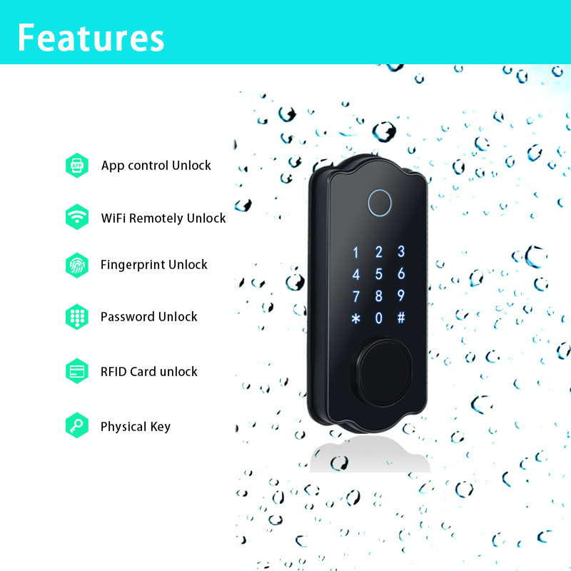 ONLENSE Smart Tuya APP TTLOCK Fingerprint Keyless Door Lock Waterproof Outdoor Smart Deadbolt Lock With Alexa Google Assistant