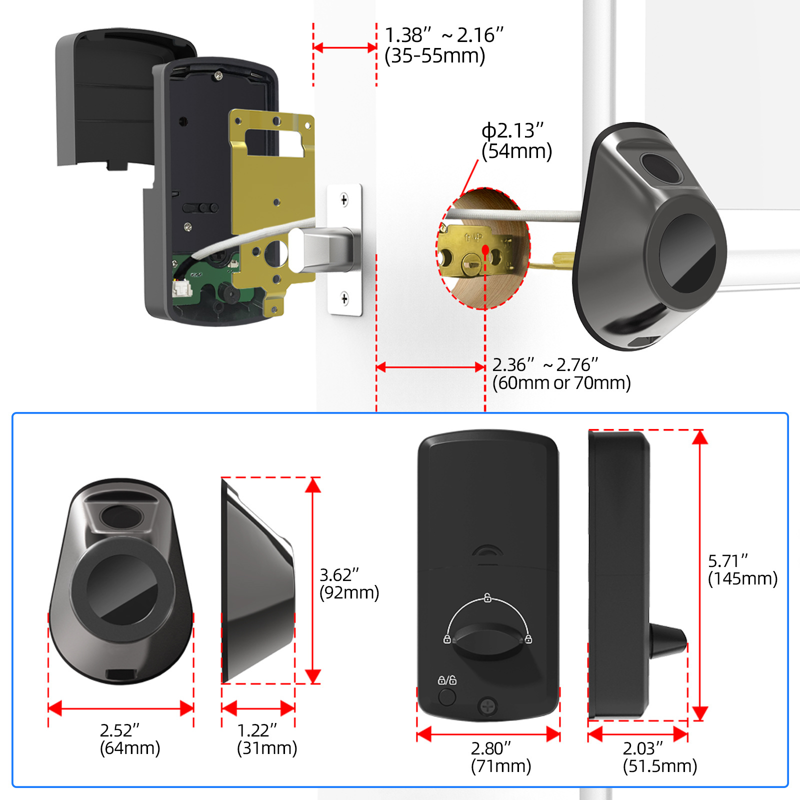 Automatic Deadbolt Ttlock App Card Keypad Smart Door Lock Tuya Hardware Key Fingerprint Biometric Wifi Ble Home CN;GUA