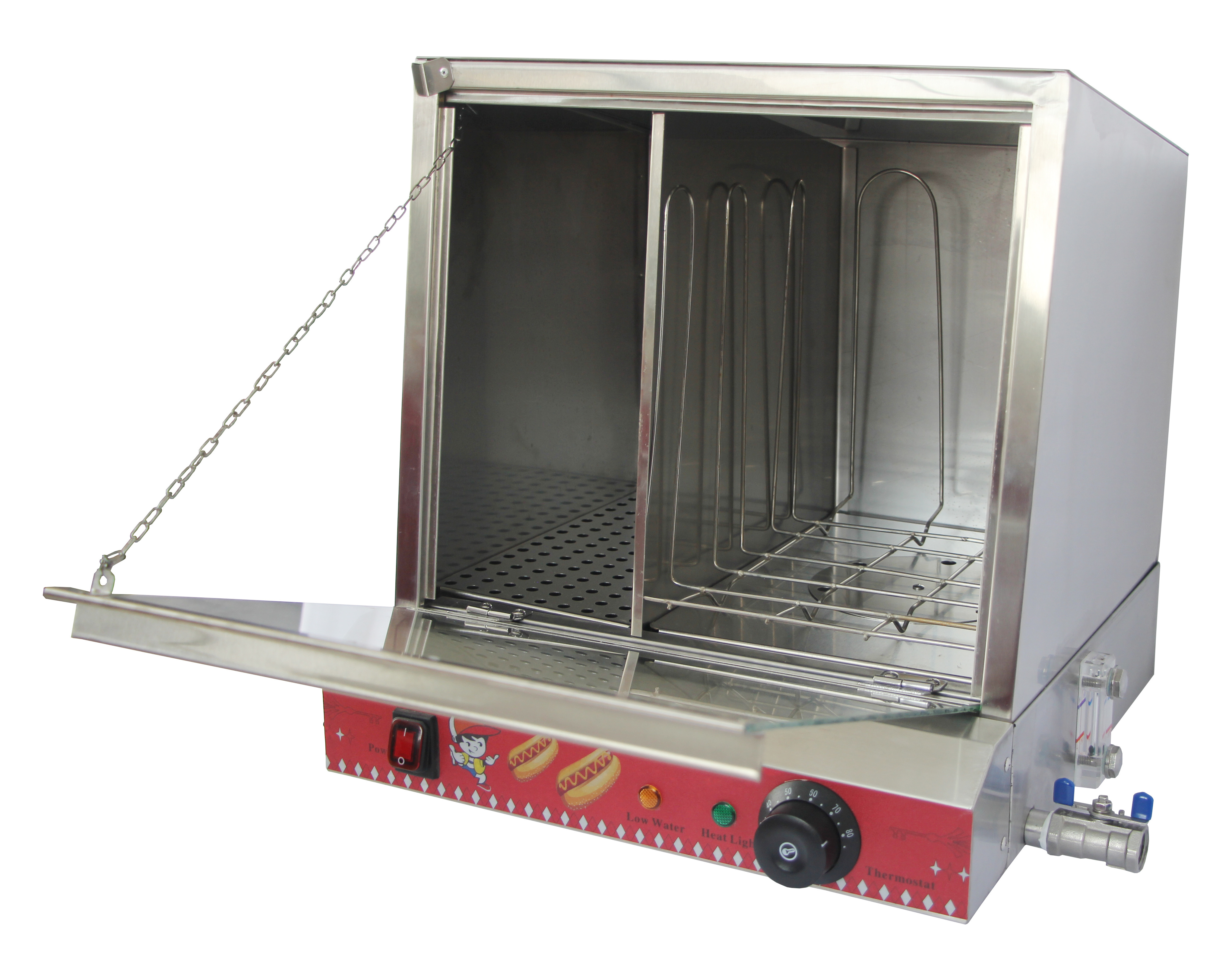 Commercial quality hot dog steamer and bun warmer stainless steel machine