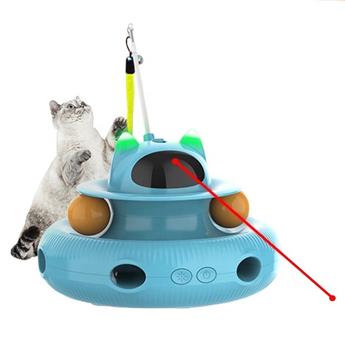 USB Retractable Durable Cat Teaser Feather Toy Laser Kitty Track Toys Ball Interactive Smart Automatic Electric Rotating Cat Toy