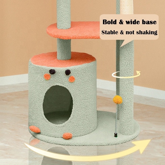 Cute Dinosaur Cat Climbing Shelves Sisal Scratcher Outdoor Big Tall Cat Tree House Hammock And Towers For Indoor Cats