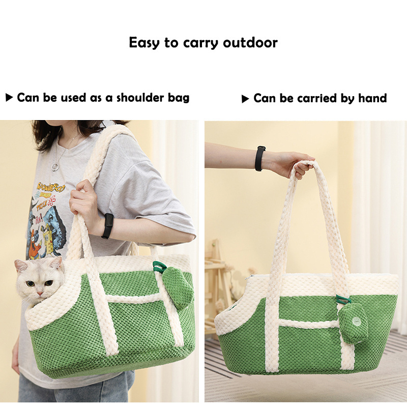 Luxury Portable Pet Carrier Tote Purse Outdoor Breathable Small Dog Cat Shoulder Carrier Pet Travel Bag With Poop Dispenser