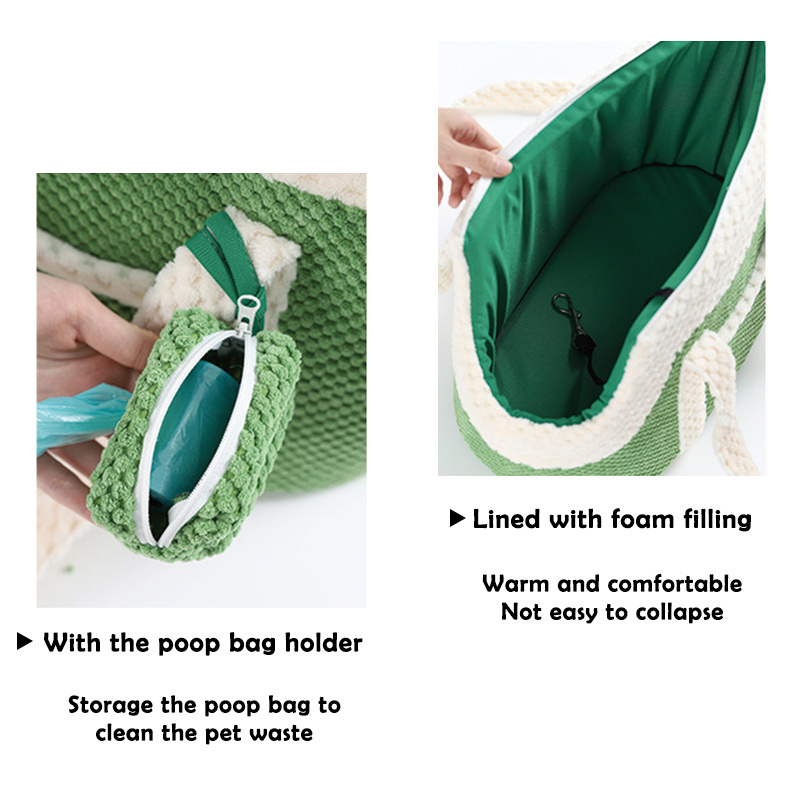 Luxury Portable Pet Carrier Tote Purse Outdoor Breathable Small Dog Cat Shoulder Carrier Pet Travel Bag With Poop Dispenser