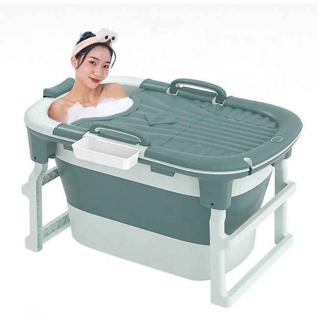 Portable Spa Collapsible Bathroom Kids Adults Bath Tub Bucket Barrel Plastic Free Standing Folding Bathtub Adult With Lid