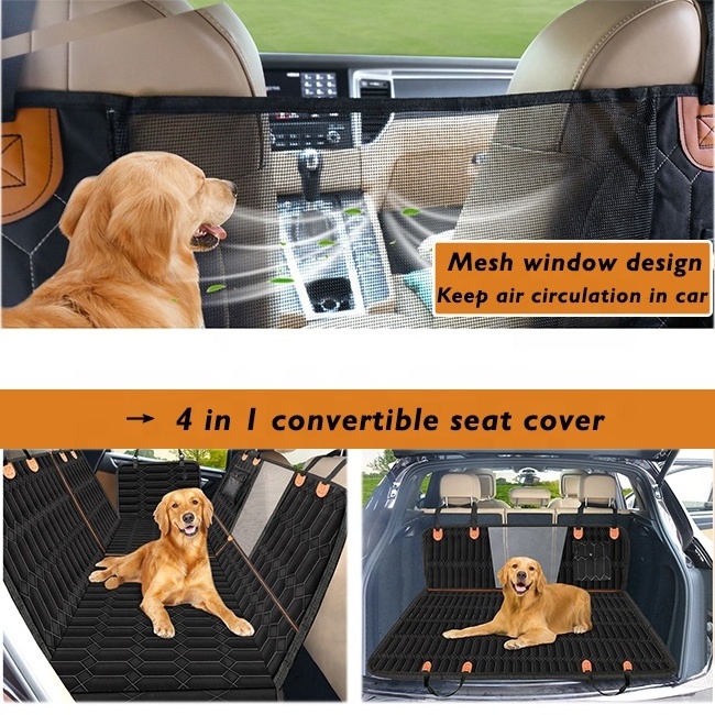 Mesh Window Dog Car Hammock Anti-scratch Front Seat Trunk Cover Protector 4 In 1 Waterproof Pet Dog Car Seat Cover For Back Seat