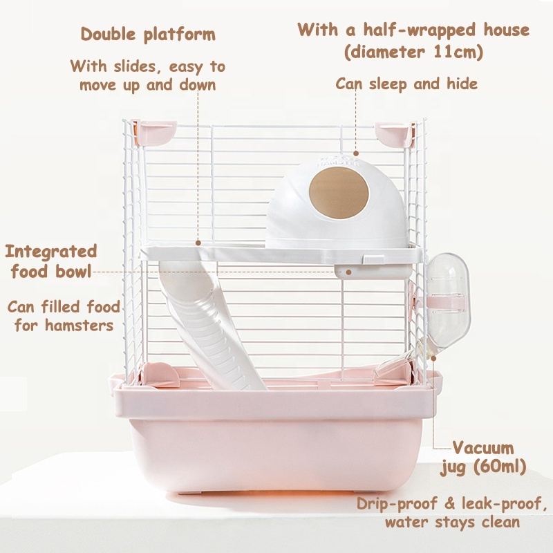 Small Animal Gerbils Rat Cage Dwarf Hamster Accessories Water Bottle Slide Wire Portable Big Hamster House Cages And Habitats