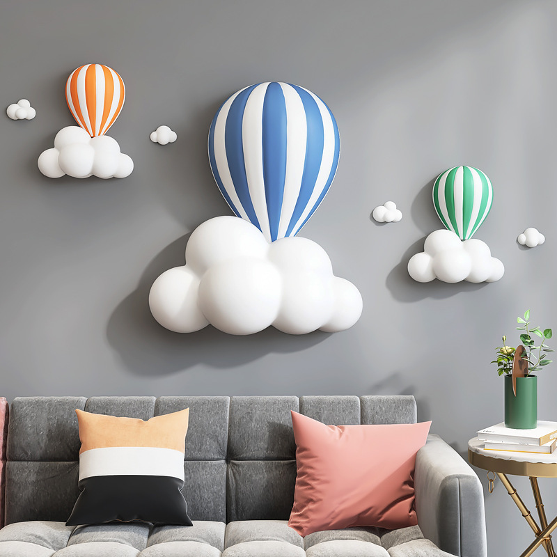 Nordic ins wind wall decoration living room 3D three-dimensional hot air balloon wall hanging TV sofa background wall decoration