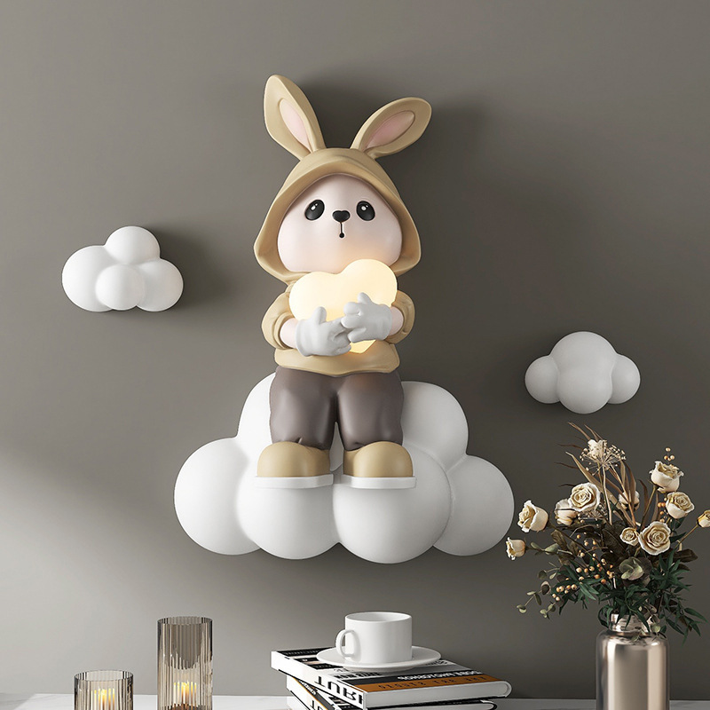 Hot 3D Three-Dimensional Rabbit Children'S Room Decorative Painting Wall Lamp Bedroom Wall Hanging Living Room Wall Decoration