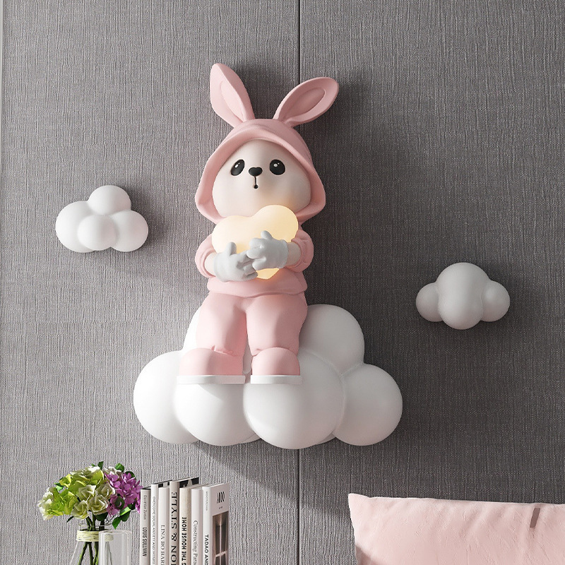 Hot 3D Three-Dimensional Rabbit Children'S Room Decorative Painting Wall Lamp Bedroom Wall Hanging Living Room Wall Decoration