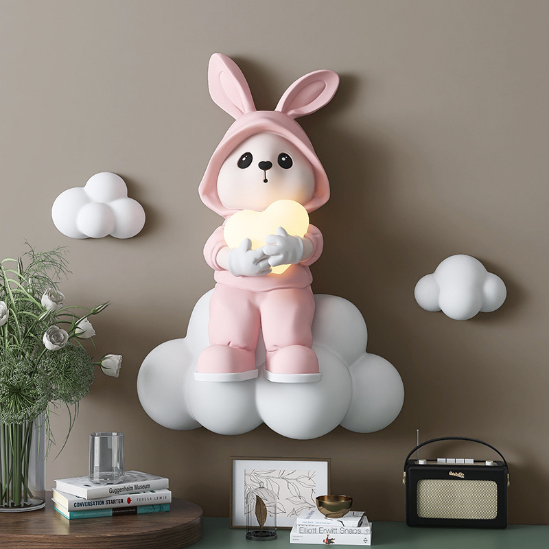 Hot 3D Three-Dimensional Rabbit Children'S Room Decorative Painting Wall Lamp Bedroom Wall Hanging Living Room Wall Decoration