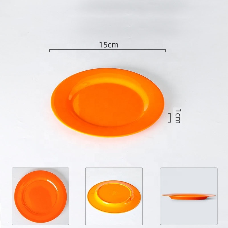 Porcelain-like Colored Melamine Disc Plate Commercial Flat Tableware plastic dishes wholesale dinnerware plastic plates bowls