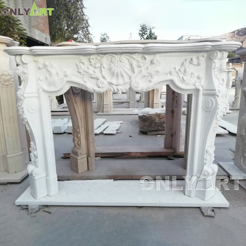 2024 Modern French Outdoor Indoor Luxury Wall Stone Sandstone Limestone Marble Fireplace Mantel Surrounds With Parts