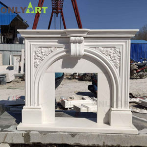 2024 Modern French Outdoor Indoor Luxury Wall Stone Sandstone Limestone Marble Fireplace Mantel Surrounds With Parts