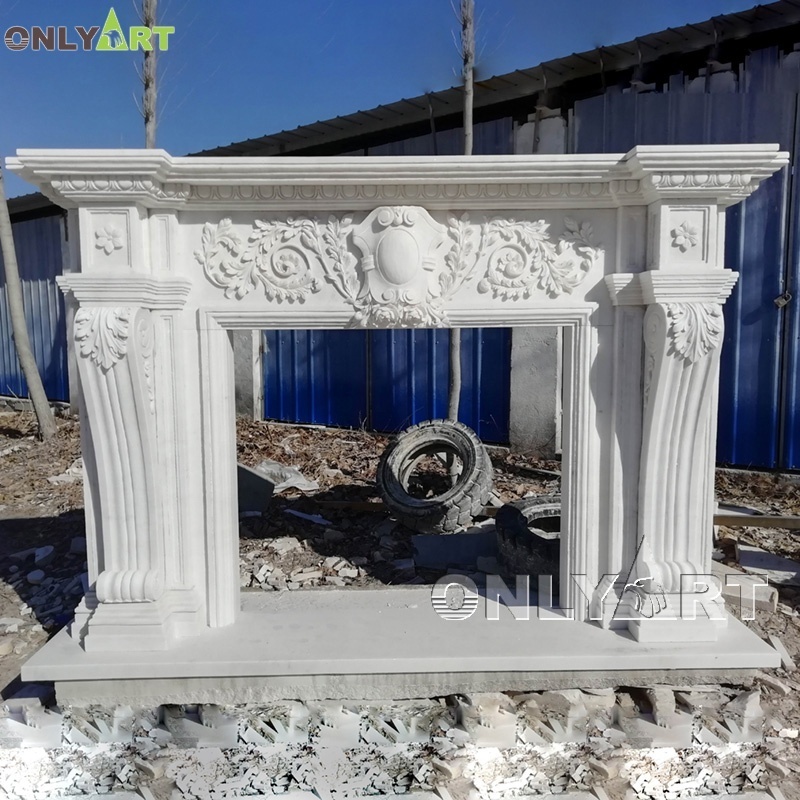 2024 Modern French Outdoor Indoor Luxury Wall Stone Sandstone Limestone Marble Fireplace Mantel Surrounds With Parts